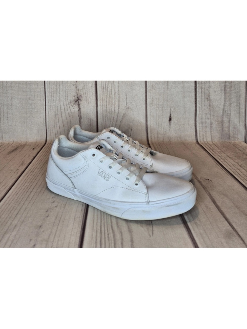 Vans Men's Size 11.5 White Leather Sneakers Skate Shoes